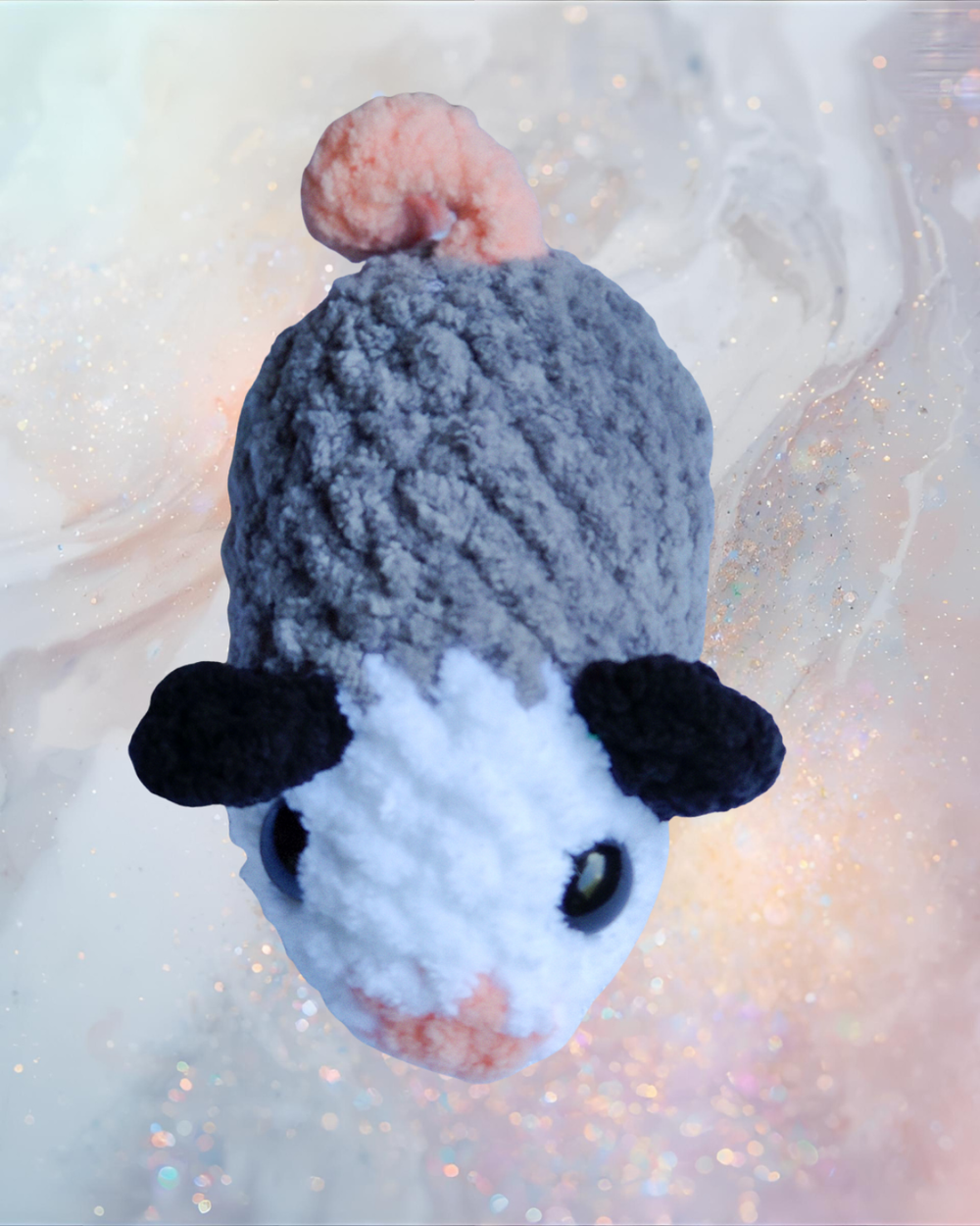 Knight's Tail - Handmade Crochet Opossum Plushie | Mini Chenille Stuffed Animal Gift